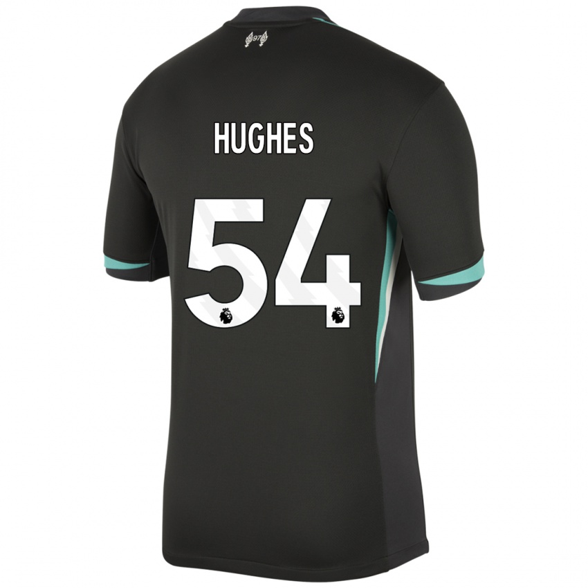 Kinderen Liam Hughes #54 Zwart Antraciet Wit Uitshirt Uittenue 2024/25 T-Shirt