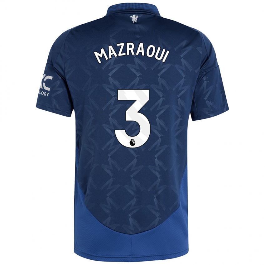 Kinderen Noussair Mazraoui #3 Indigo Uitshirt Uittenue 2024/25 T-Shirt