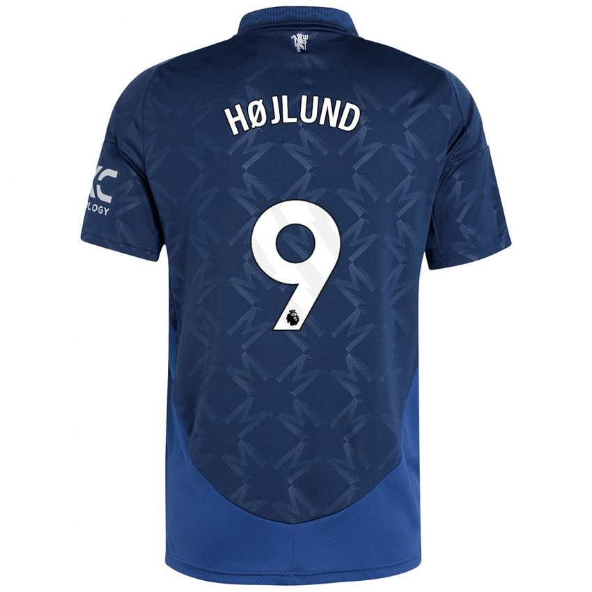 Kinderen Rasmus Højlund #9 Indigo Uitshirt Uittenue 2024/25 T-Shirt