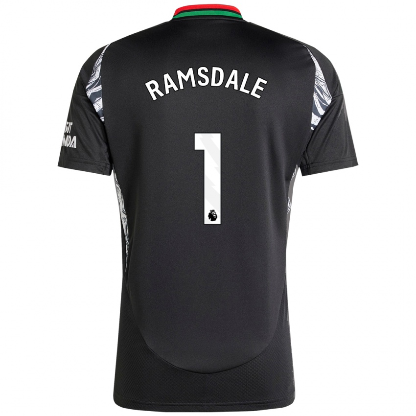 Kinderen Aaron Ramsdale #1 Zwart Uitshirt Uittenue 2024/25 T-Shirt