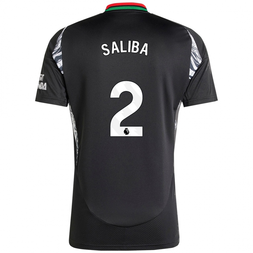 Kinderen William Saliba #2 Zwart Uitshirt Uittenue 2024/25 T-Shirt