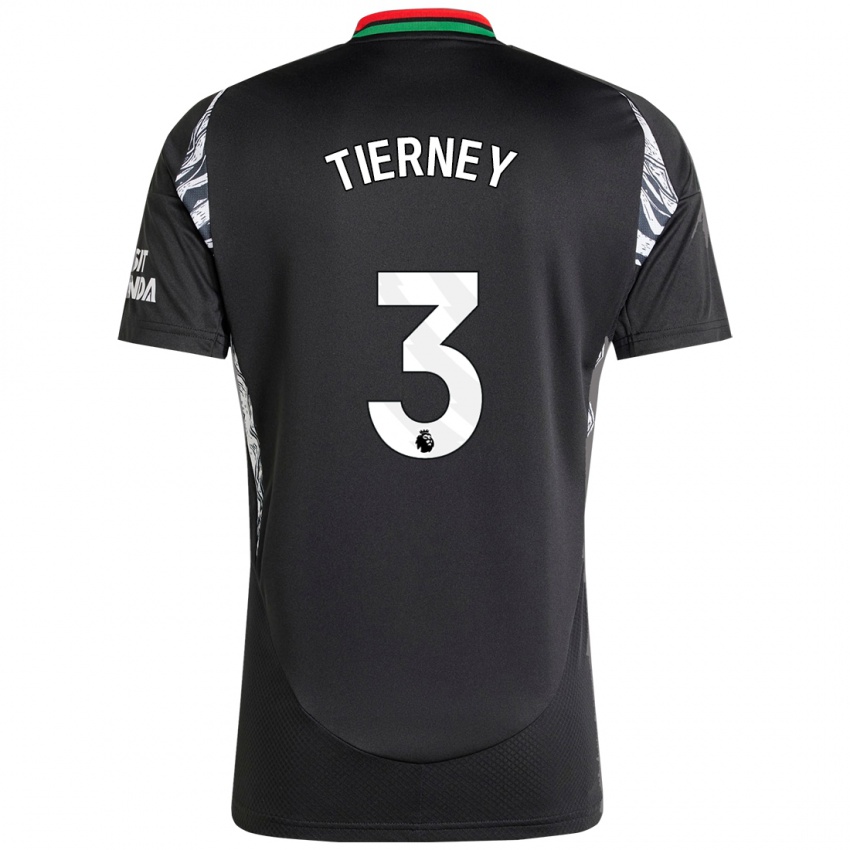 Kinderen Kieran Tierney #3 Zwart Uitshirt Uittenue 2024/25 T-Shirt