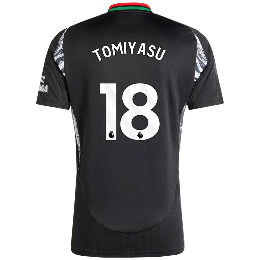 Kinderen Takehiro Tomiyasu #18 Zwart Uitshirt Uittenue 2024/25 T-Shirt