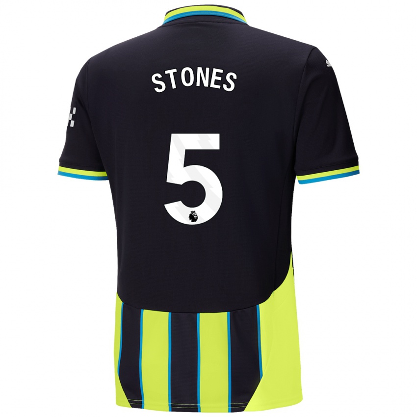 Kinderen John Stones #5 Blauw Geel Uitshirt Uittenue 2024/25 T-Shirt