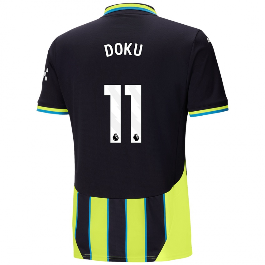 Kinderen Jérémy Doku #11 Blauw Geel Uitshirt Uittenue 2024/25 T-Shirt