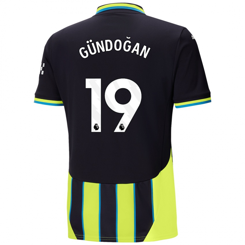 Kinderen Ilkay Gundogan #19 Blauw Geel Uitshirt Uittenue 2024/25 T-Shirt