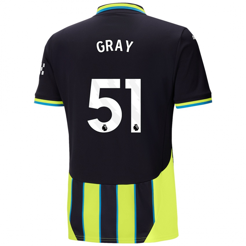 Kinderen Charlie Gray #51 Blauw Geel Uitshirt Uittenue 2024/25 T-Shirt