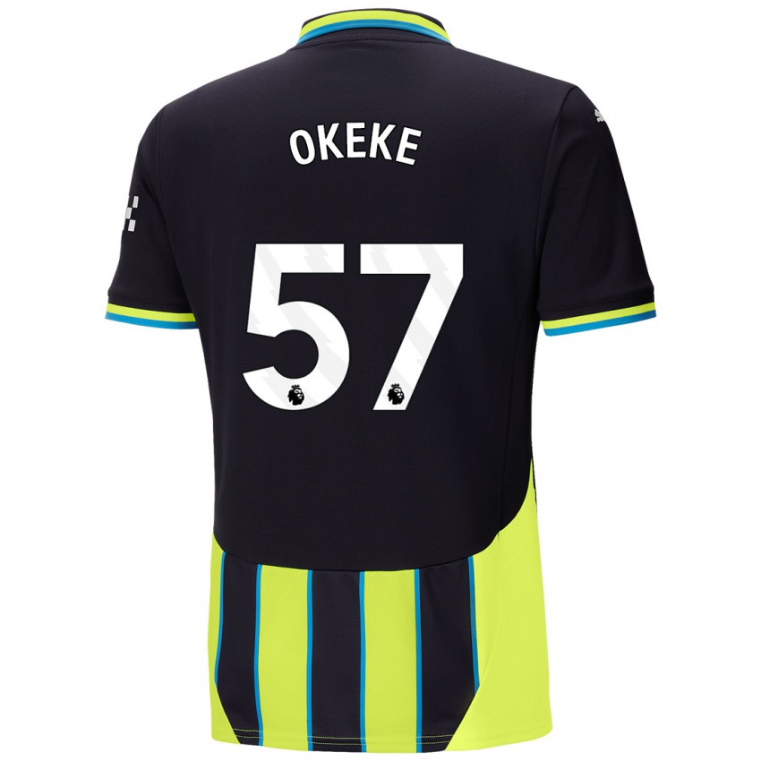 Kinderen Michael Okeke #57 Blauw Geel Uitshirt Uittenue 2024/25 T-Shirt