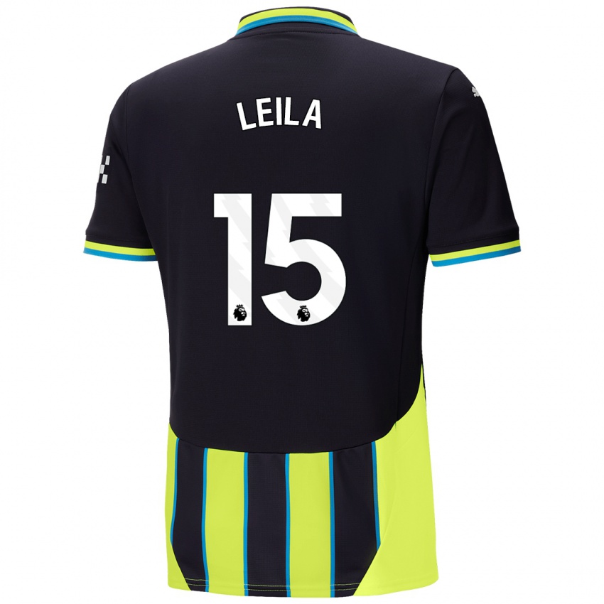 Kinderen Leila Ouahabi #15 Blauw Geel Uitshirt Uittenue 2024/25 T-Shirt