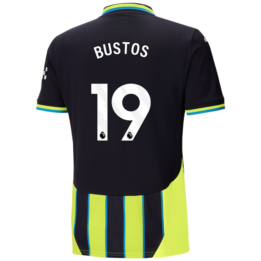 Kinderen Nahuel Bustos #19 Blauw Geel Uitshirt Uittenue 2024/25 T-Shirt