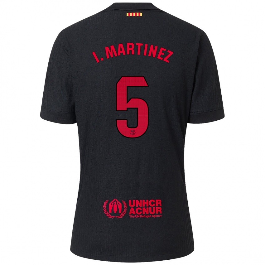 Kinderen Iñigo Martínez #5 Zwart Rood Uitshirt Uittenue 2024/25 T-Shirt