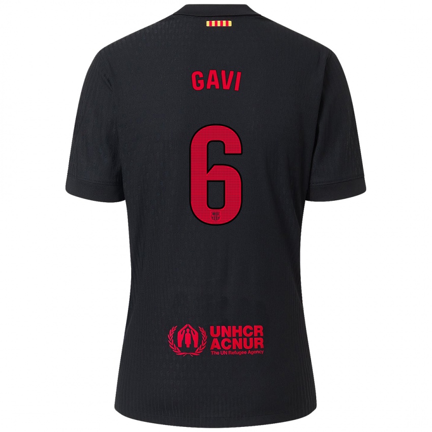 Kinderen Gavi #6 Zwart Rood Uitshirt Uittenue 2024/25 T-Shirt