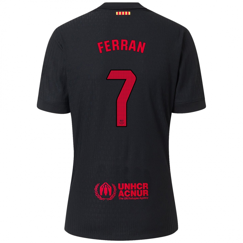 Kinderen Ferran Torres #7 Zwart Rood Uitshirt Uittenue 2024/25 T-Shirt