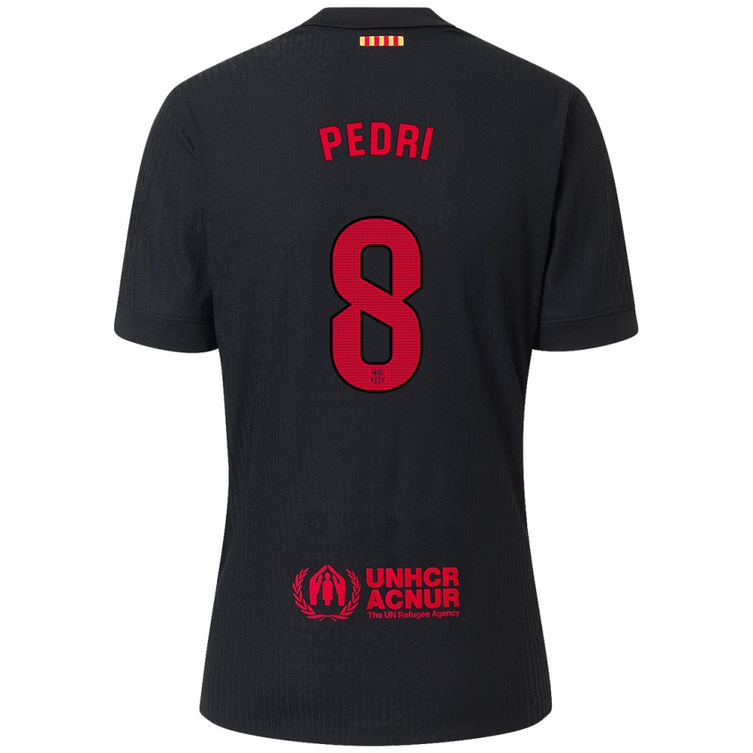 Kinderen Pedri #8 Zwart Rood Uitshirt Uittenue 2024/25 T-Shirt