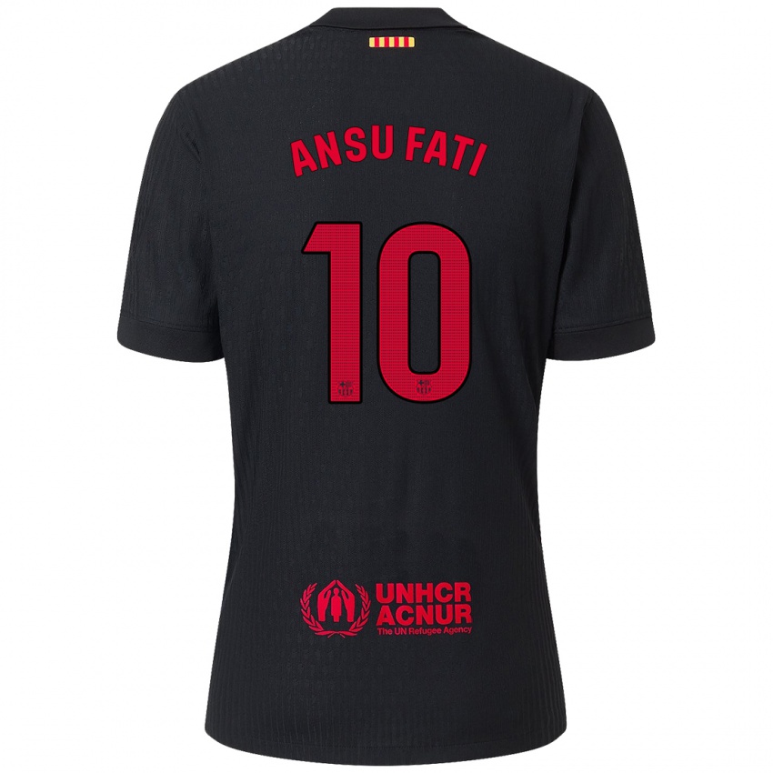 Kinderen Ansu Fati #10 Zwart Rood Uitshirt Uittenue 2024/25 T-Shirt