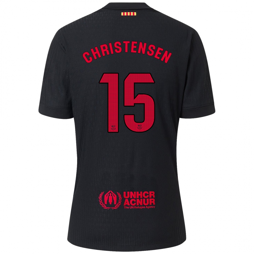 Kinderen Andreas Christensen #15 Zwart Rood Uitshirt Uittenue 2024/25 T-Shirt