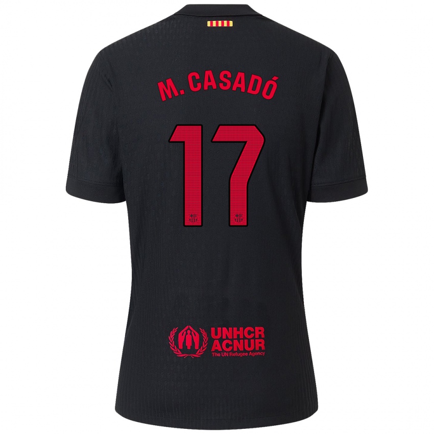 Kinderen Marc Casado #17 Zwart Rood Uitshirt Uittenue 2024/25 T-Shirt