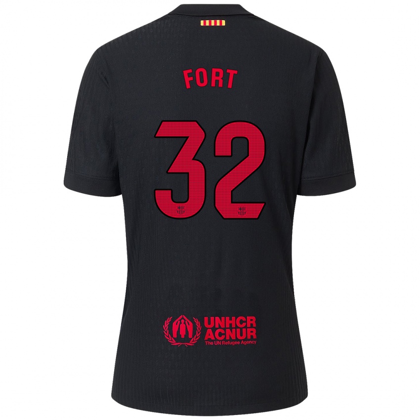 Kinderen Héctor Fort #32 Zwart Rood Uitshirt Uittenue 2024/25 T-Shirt