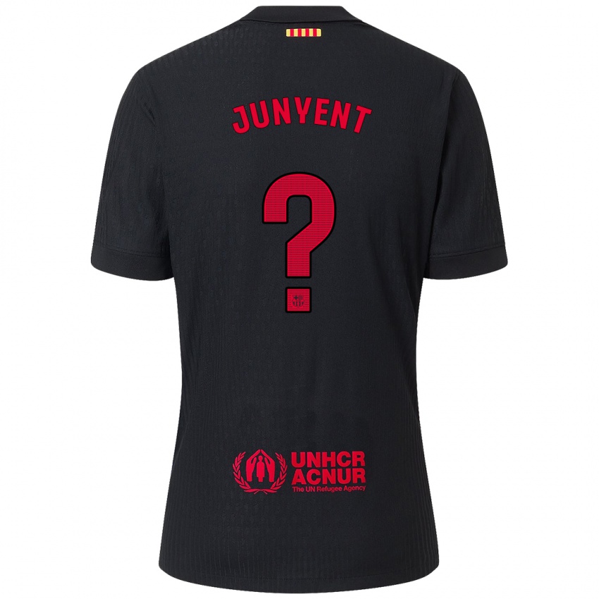 Kinderen Quim Junyent #0 Zwart Rood Uitshirt Uittenue 2024/25 T-Shirt