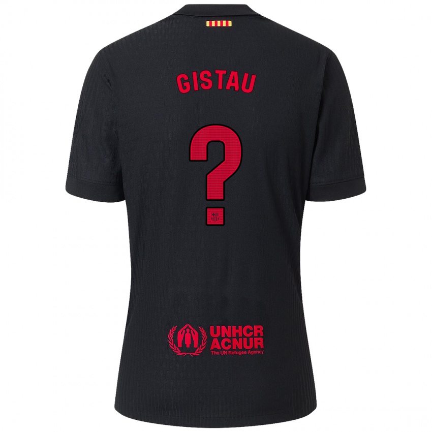 Kinderen Òscar Gistau #0 Zwart Rood Uitshirt Uittenue 2024/25 T-Shirt