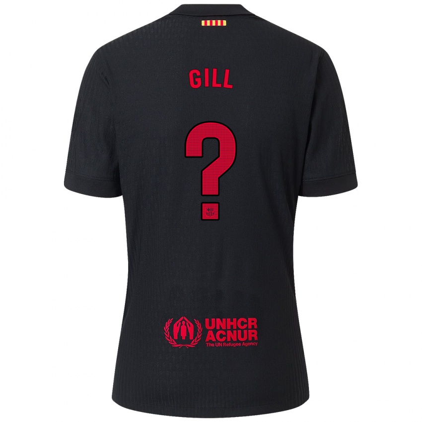 Kinderen Adrian Gill #0 Zwart Rood Uitshirt Uittenue 2024/25 T-Shirt