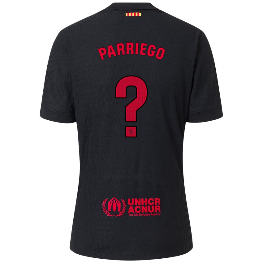 Kinderen Marcos Parriego #0 Zwart Rood Uitshirt Uittenue 2024/25 T-Shirt