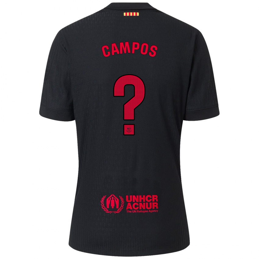 Kinderen Alex Campos #0 Zwart Rood Uitshirt Uittenue 2024/25 T-Shirt