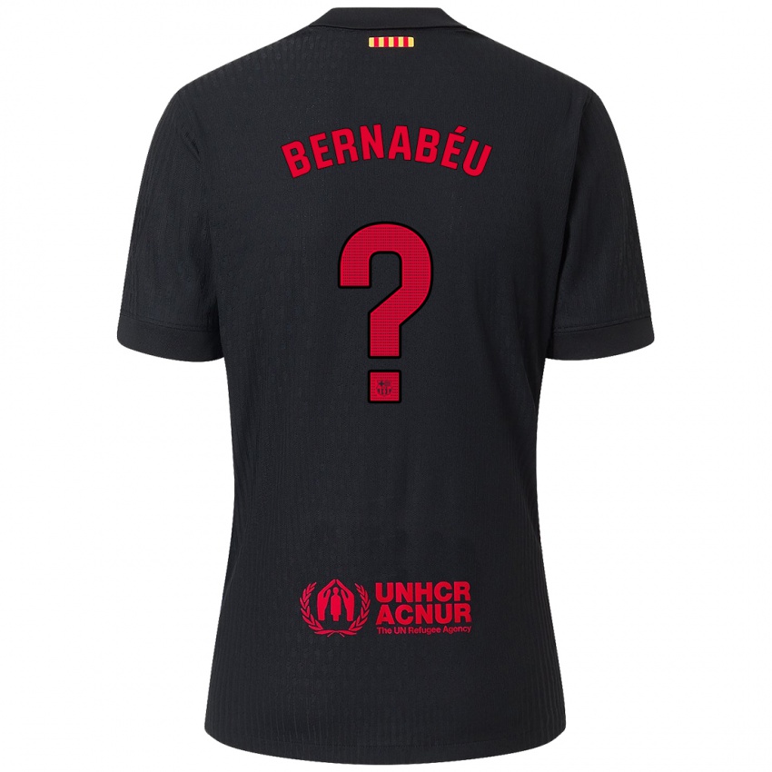 Kinderen Pol Bernabéu #0 Zwart Rood Uitshirt Uittenue 2024/25 T-Shirt