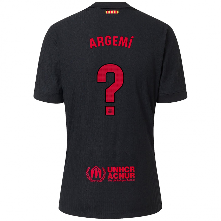 Kinderen Adam Argemí #0 Zwart Rood Uitshirt Uittenue 2024/25 T-Shirt