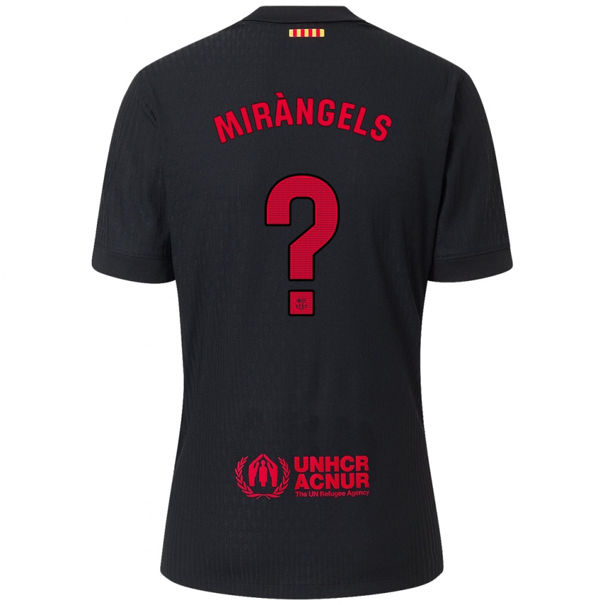 Kinderen Xavi Miràngels #0 Zwart Rood Uitshirt Uittenue 2024/25 T-Shirt