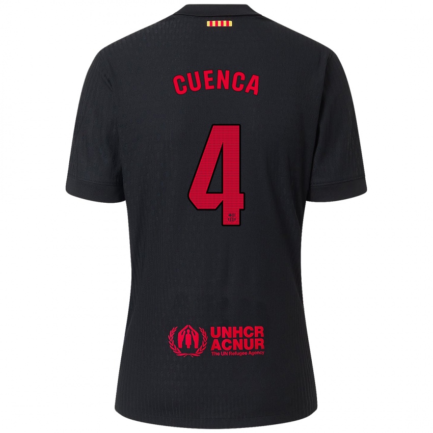 Kinderen Andrés Cuenca #4 Zwart Rood Uitshirt Uittenue 2024/25 T-Shirt