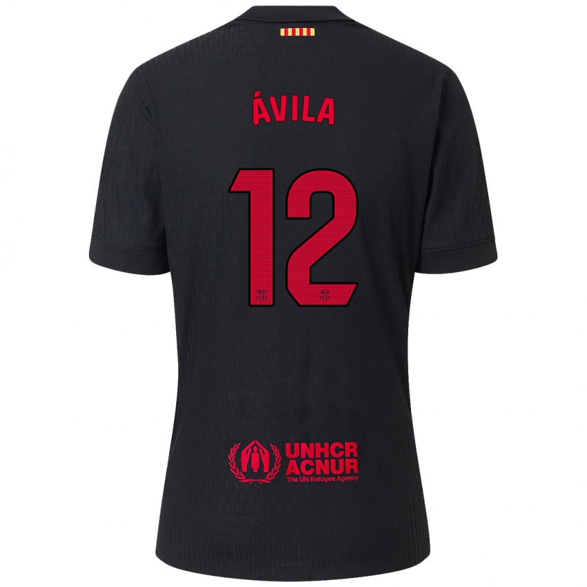 Kinderen Dani Ávila #12 Zwart Rood Uitshirt Uittenue 2024/25 T-Shirt