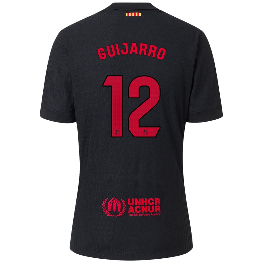 Kinderen Patricia Guijarro #12 Zwart Rood Uitshirt Uittenue 2024/25 T-Shirt