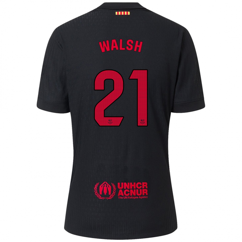 Kinderen Keira Walsh #21 Zwart Rood Uitshirt Uittenue 2024/25 T-Shirt