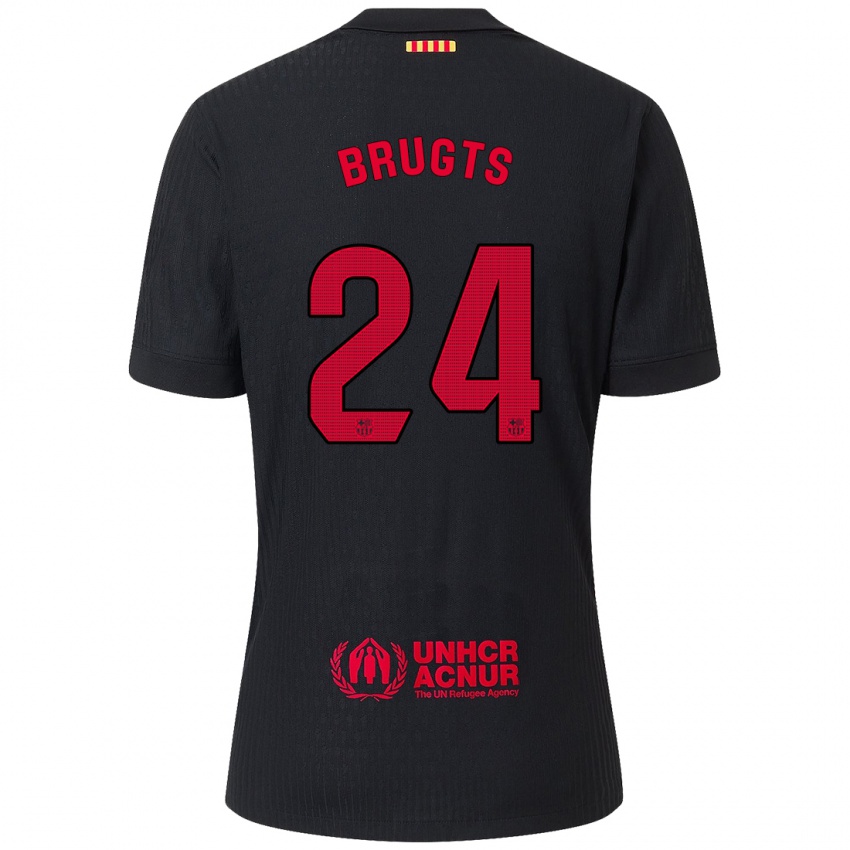 Kinderen Esmee Brugts #24 Zwart Rood Uitshirt Uittenue 2024/25 T-Shirt