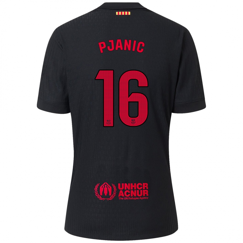 Kinderen Miralem Pjanic #16 Zwart Rood Uitshirt Uittenue 2024/25 T-Shirt