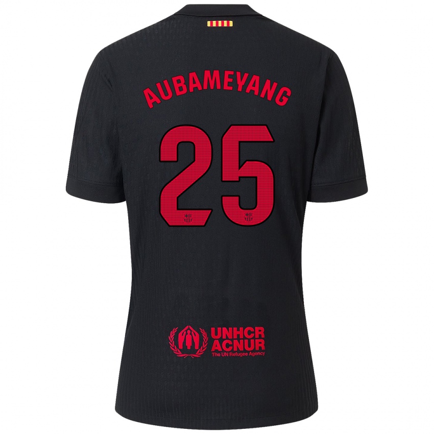 Kinderen Pierre Emerick Aubameyang #25 Zwart Rood Uitshirt Uittenue 2024/25 T-Shirt