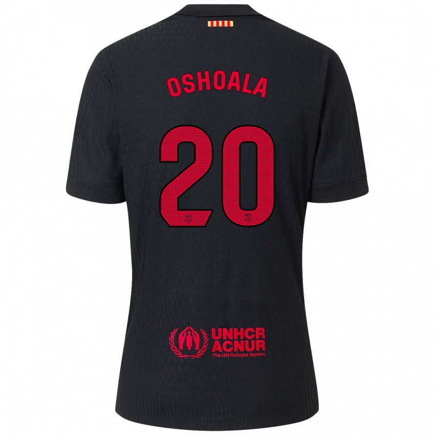 Kinderen Asisat Oshoala #20 Zwart Rood Uitshirt Uittenue 2024/25 T-Shirt