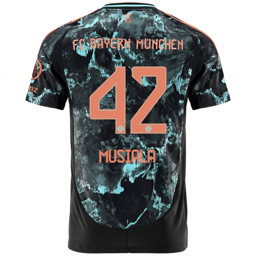 Kinderen Jamal Musiala #42 Zwart Uitshirt Uittenue 2024/25 T-Shirt