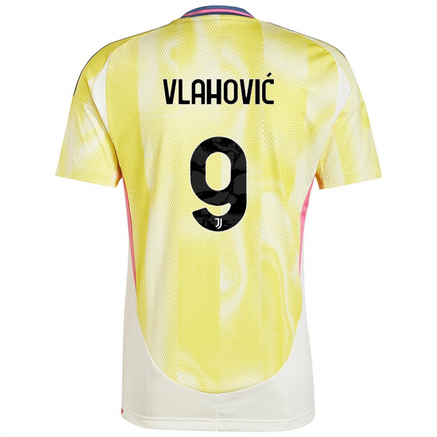 Kinderen Dusan Vlahovic #9 Zonnig Geel Uitshirt Uittenue 2024/25 T-Shirt