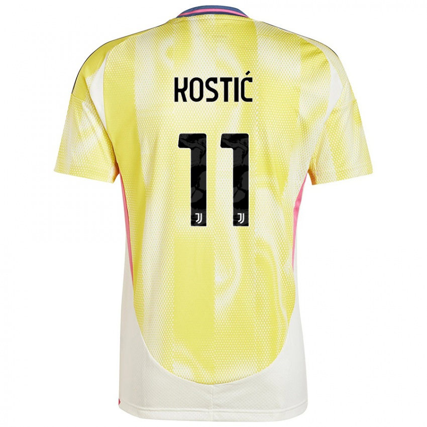 Kinderen Filip Kostic #11 Zonnig Geel Uitshirt Uittenue 2024/25 T-Shirt