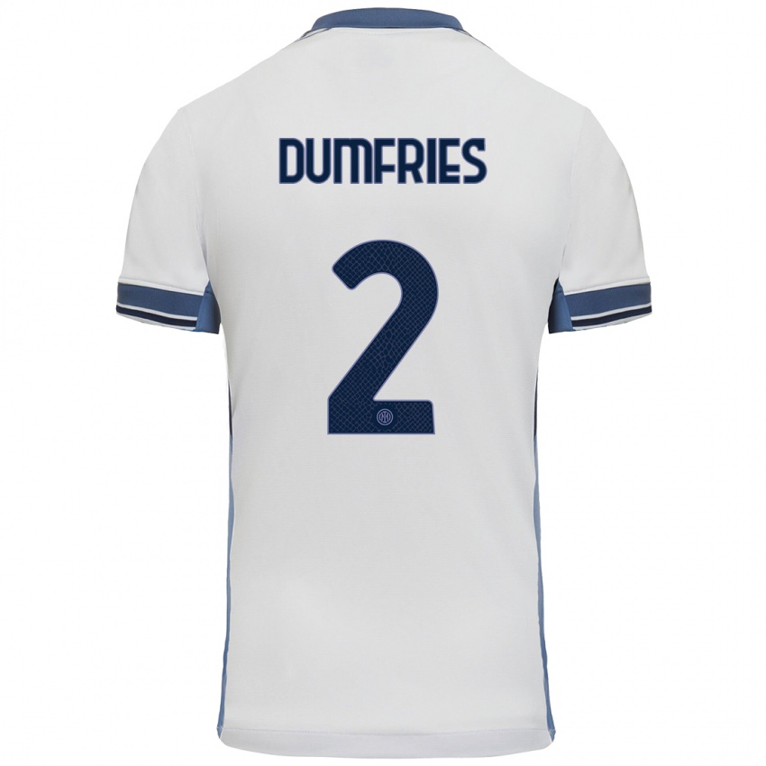 Kinderen Denzel Dumfries #2 Wit Grijs Uitshirt Uittenue 2024/25 T-Shirt