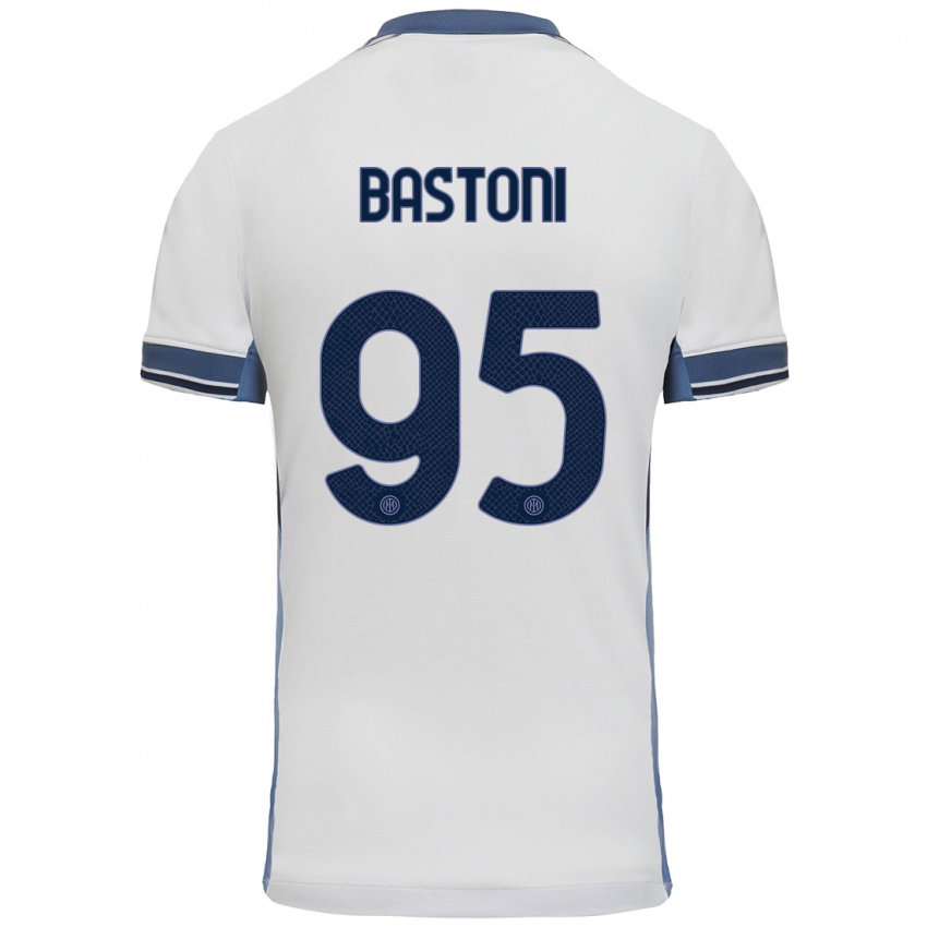 Kinderen Alessandro Bastoni #95 Wit Grijs Uitshirt Uittenue 2024/25 T-Shirt