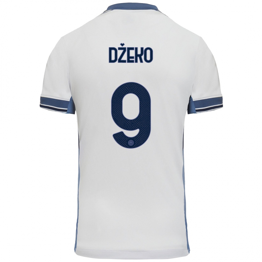 Kinderen Edin Dzeko #9 Wit Grijs Uitshirt Uittenue 2024/25 T-Shirt