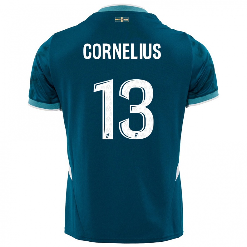 Kinderen Derek Cornelius #13 Turkoois Blauw Uitshirt Uittenue 2024/25 T-Shirt