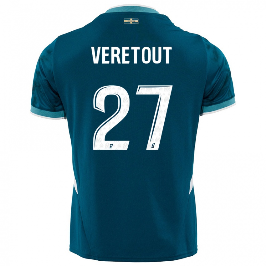 Kinderen Jordan Veretout #27 Turkoois Blauw Uitshirt Uittenue 2024/25 T-Shirt