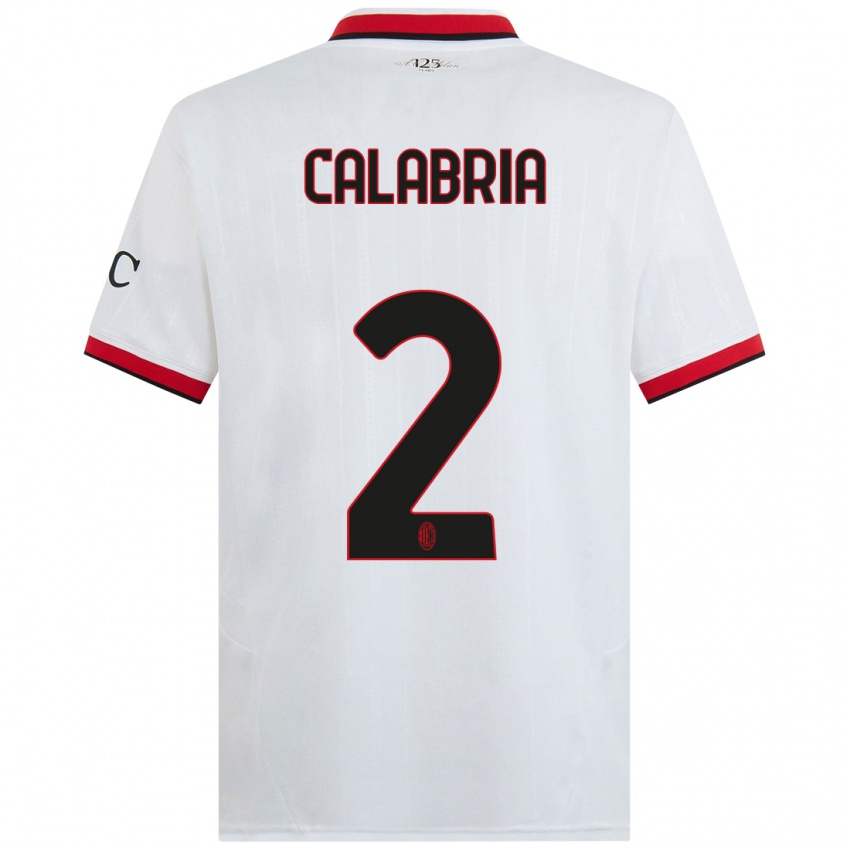 Kinderen Davide Calabria #2 Wit Zwart Rood Uitshirt Uittenue 2024/25 T-Shirt