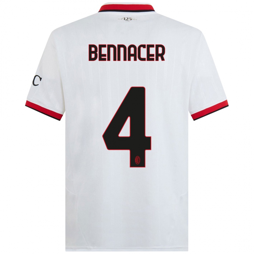 Kinderen Ismael Bennacer #4 Wit Zwart Rood Uitshirt Uittenue 2024/25 T-Shirt