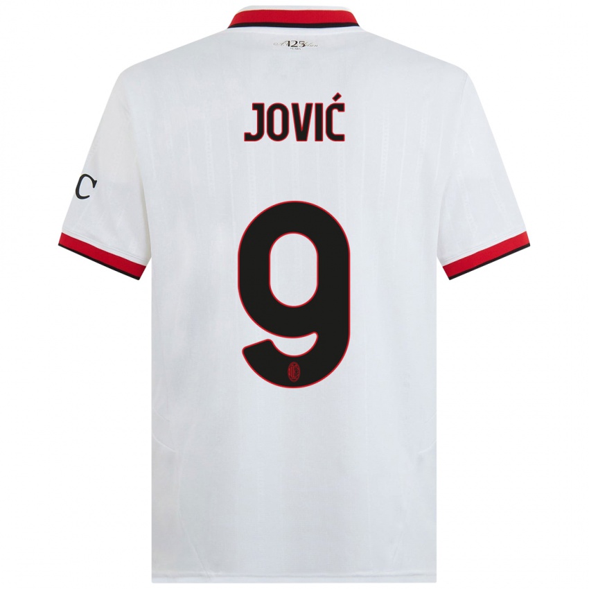 Kinderen Luka Jovic #9 Wit Zwart Rood Uitshirt Uittenue 2024/25 T-Shirt