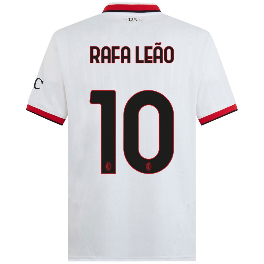 Kinderen Rafael Leao #10 Wit Zwart Rood Uitshirt Uittenue 2024/25 T-Shirt